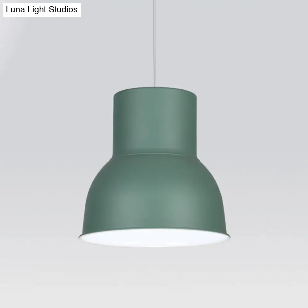 Minimalist Metal Dome Pendant Light With Blue/Green Shade - 10’/14’/15’ Width