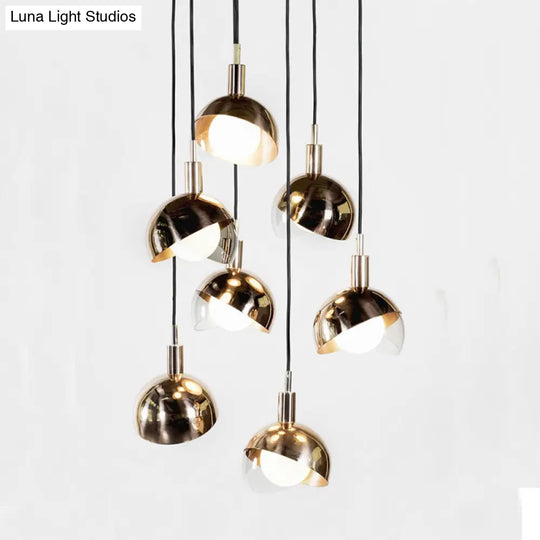 Minimalist Metal Dual-Dome Pendant Light With Clear Glass Shade