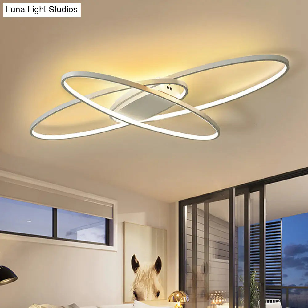 Minimalist Metal Elliptical Flush Mount Led Ceiling Lamp In Warm/White Light (Black/White)