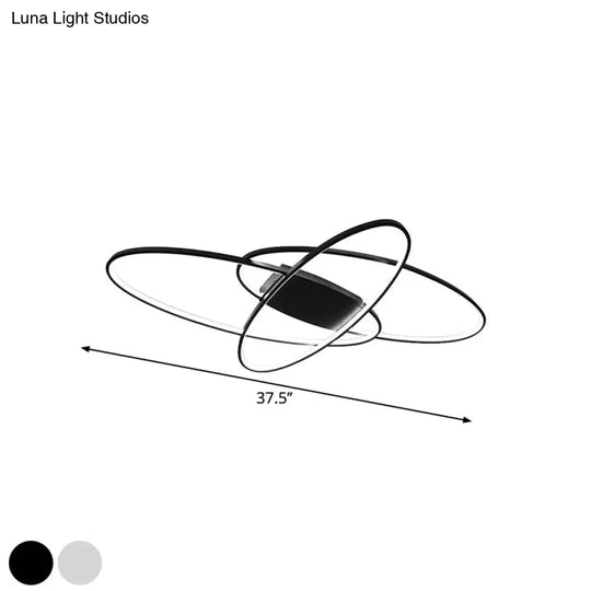 Minimalist Metal Elliptical Flush Mount Led Ceiling Lamp In Warm/White Light (Black/White)