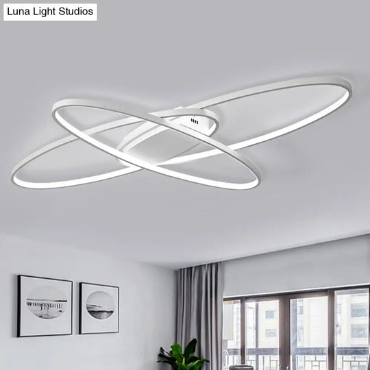 Minimalist Metal Elliptical Flush Mount Led Ceiling Lamp In Warm/White Light (Black/White) White /