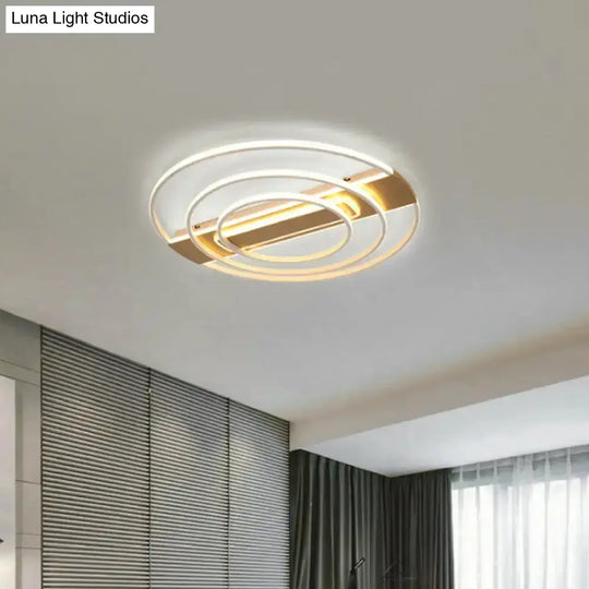 Minimalist Metal Flush Ceiling Light In White/Gold With Led Flushmount - Warm/White Lighting