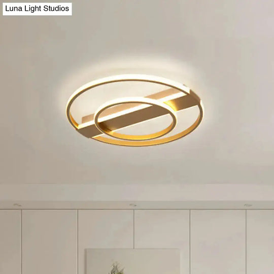 Minimalist Metal Flush Ceiling Light In White/Gold With Led Flushmount - Warm/White Lighting