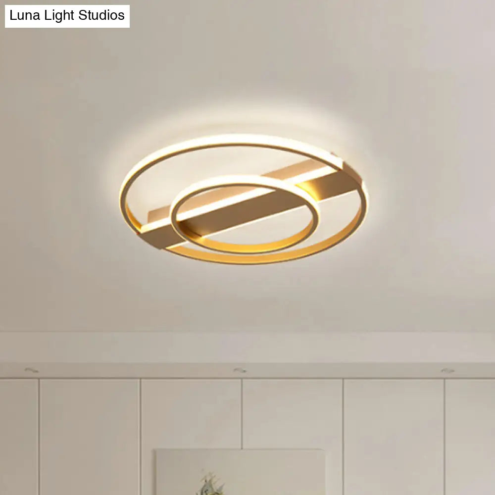 Minimalist Metal Flush Ceiling Light In White/Gold With Led Flushmount - Warm/White Lighting