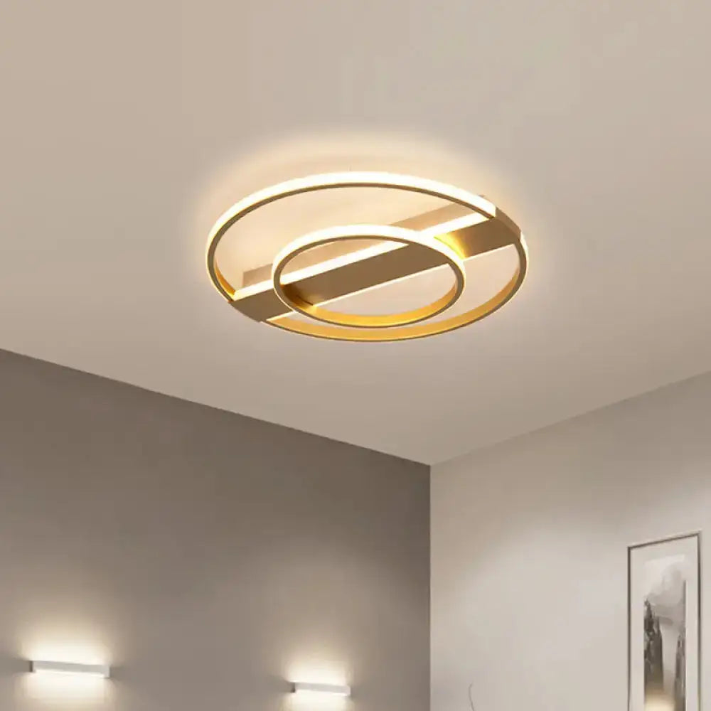 Minimalist Metal Flush Ceiling Light In White/Gold With Led Flushmount - Warm/White Lighting Gold /