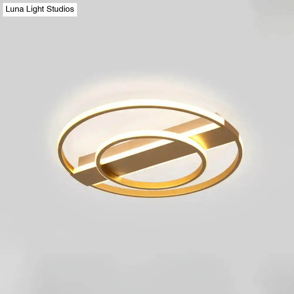 Minimalist Metal Flush Ceiling Light In White/Gold With Led Flushmount - Warm/White Lighting