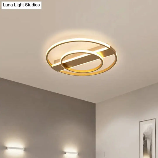 Minimalist Metal Flush Ceiling Light In White/Gold With Led Flushmount - Warm/White Lighting