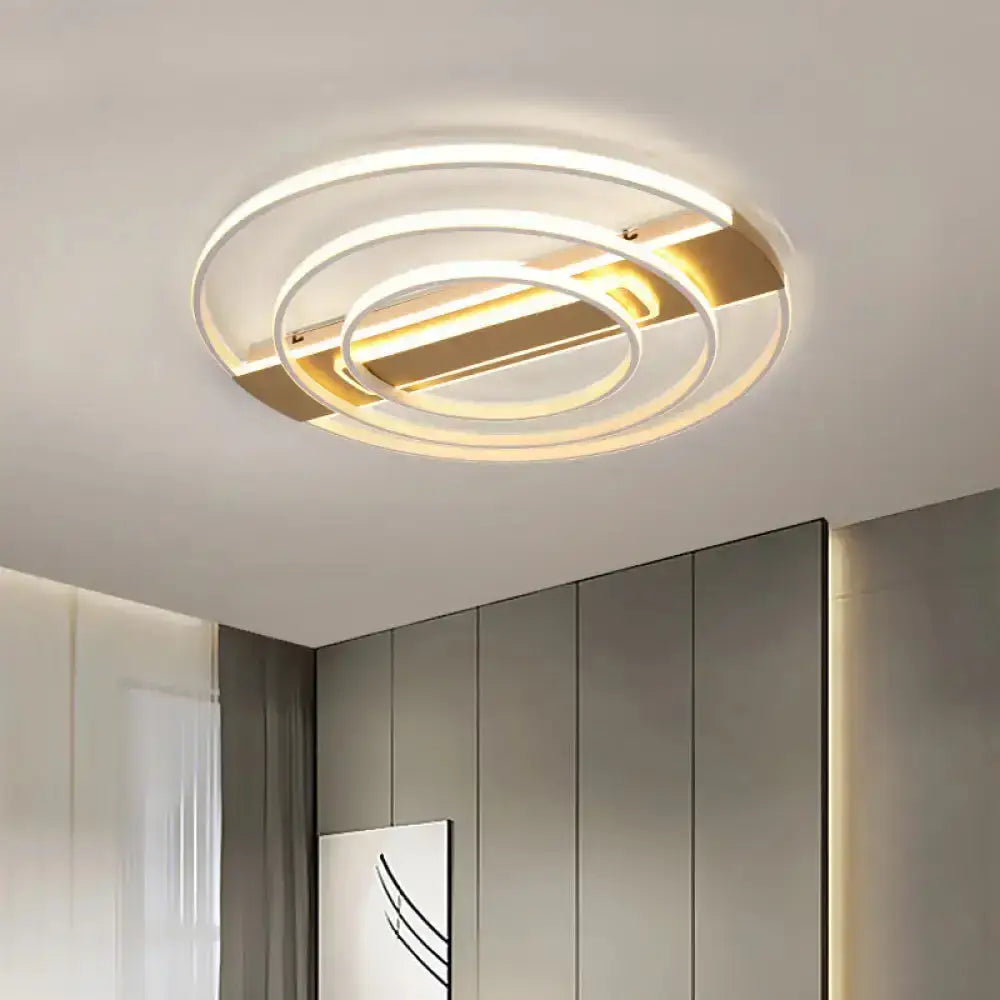 Minimalist Metal Flush Ceiling Light In White/Gold With Led Flushmount - Warm/White Lighting White /