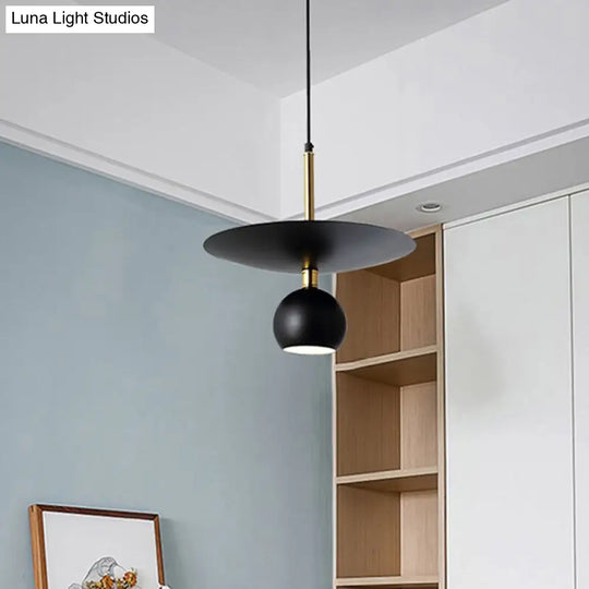 Minimalist Metal Globe Hanging Light Fixture Black Suspension Lamp For Dining Room