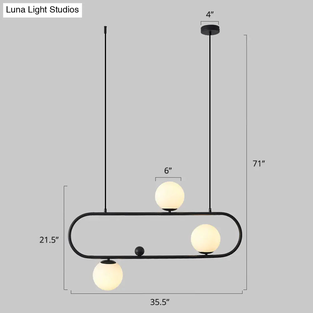 Minimalist Metal Island Light With Milk Glass Shade