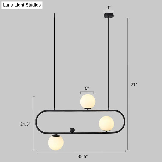 Minimalist Metal Island Light With Milk Glass Shade