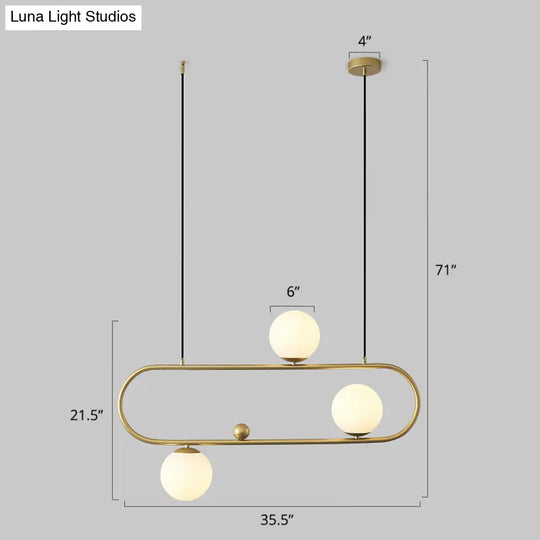 Minimalist Metal Island Light With Milk Glass Shade