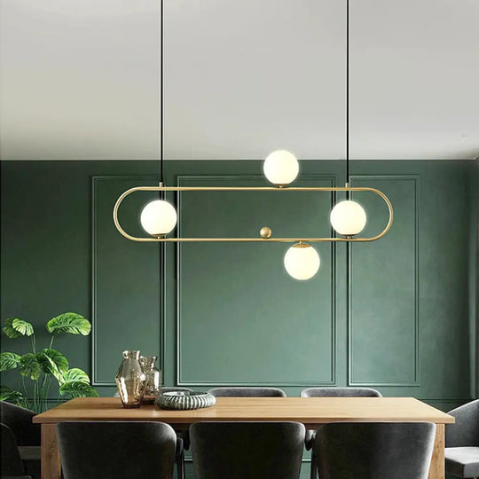 Minimalist Metal Island Light With Milk Glass Shade 4 / Gold