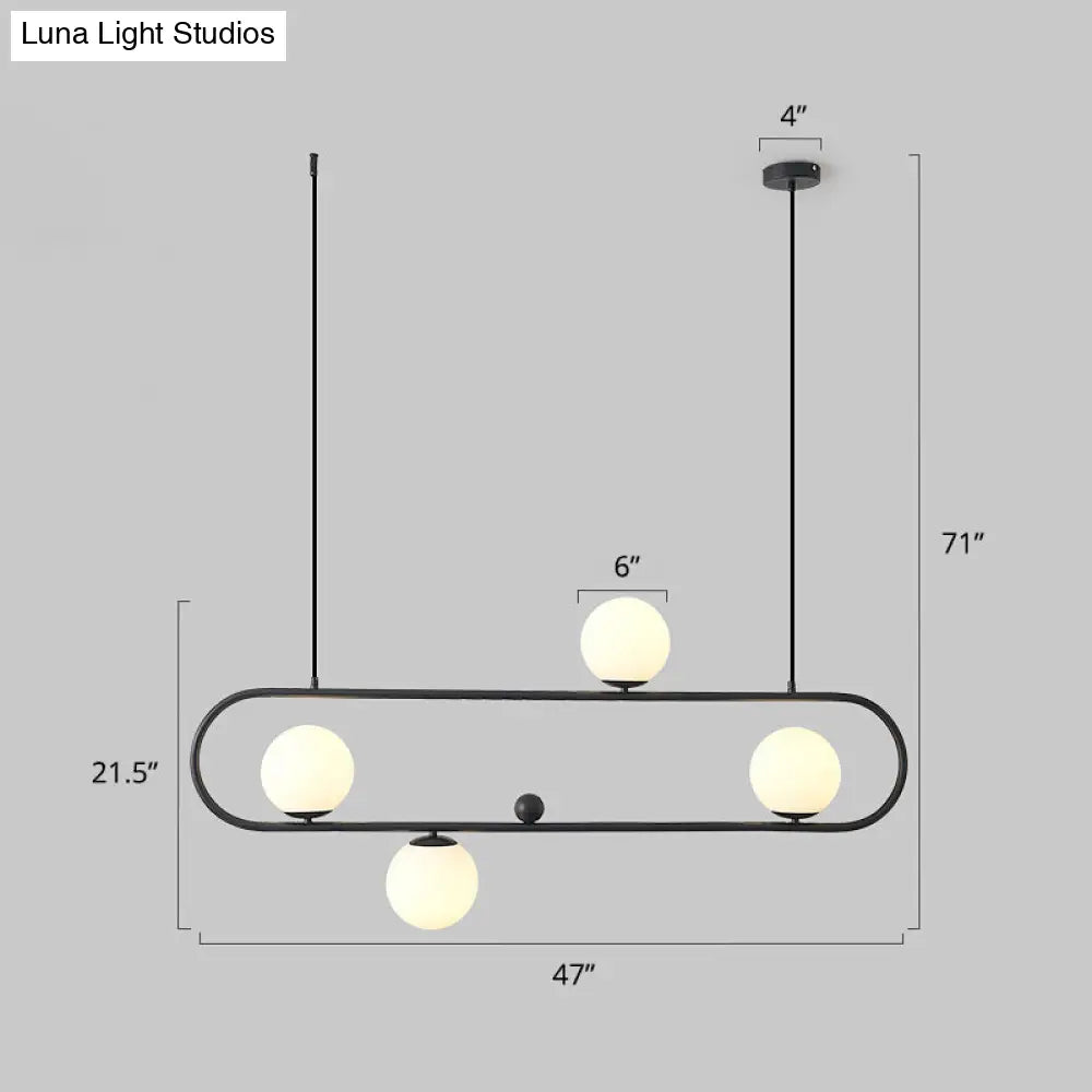 Minimalist Metal Island Light With Milk Glass Shade