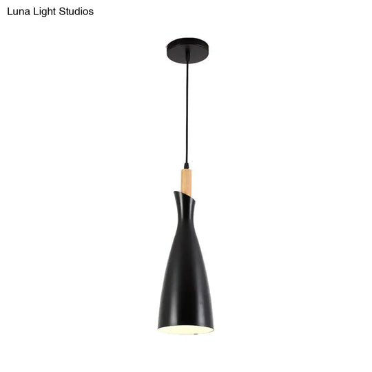 Minimalist Kitchen Pendant Light - Tapered Metal Design 1 Head Down Lighting Black/White/Grey