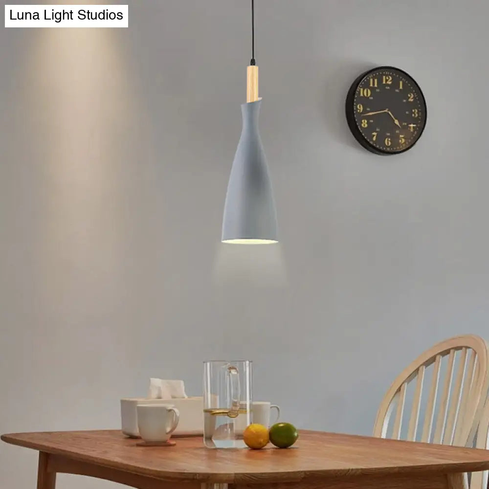 Minimalist Metal Kitchen Pendant Light - Tapered Design 1 Head Down Lighting (Black/White/Grey)