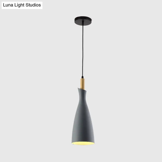 Minimalist Metal Kitchen Pendant Light - Tapered Design 1 Head Down Lighting (Black/White/Grey)