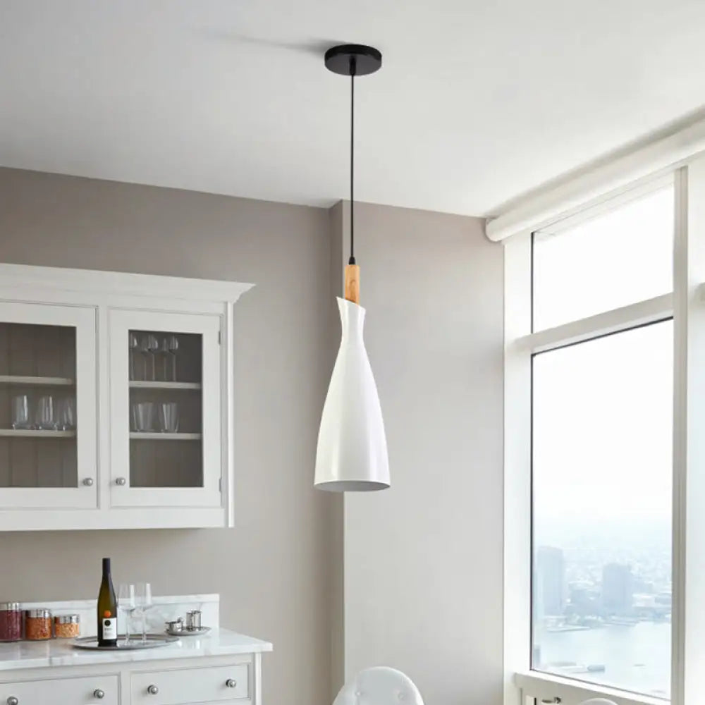 Minimalist Metal Kitchen Pendant Light - Tapered Design 1 Head Down Lighting (Black/White/Grey)