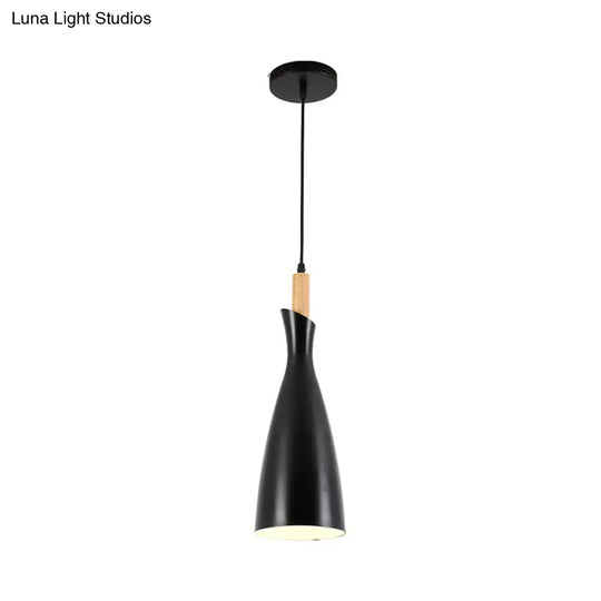 Minimalist Metal Kitchen Pendant Light - Tapered Design 1 Head Down Lighting (Black/White/Grey)