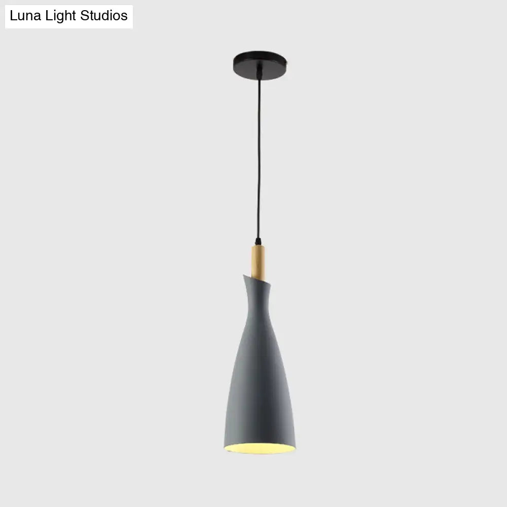 Minimalist Kitchen Pendant Light - Tapered Metal Design 1 Head Down Lighting Black/White/Grey