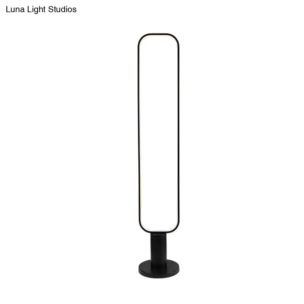 Minimalist Metal Led Bedroom Reading Floor Lamp 1/2 Tiers Rectangular Standing Light In Black/White