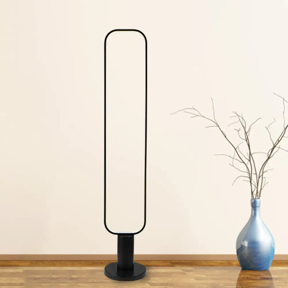 Minimalist Metal Led Bedroom Reading Floor Lamp 1/2 Tiers Rectangular Standing Light In Black/White