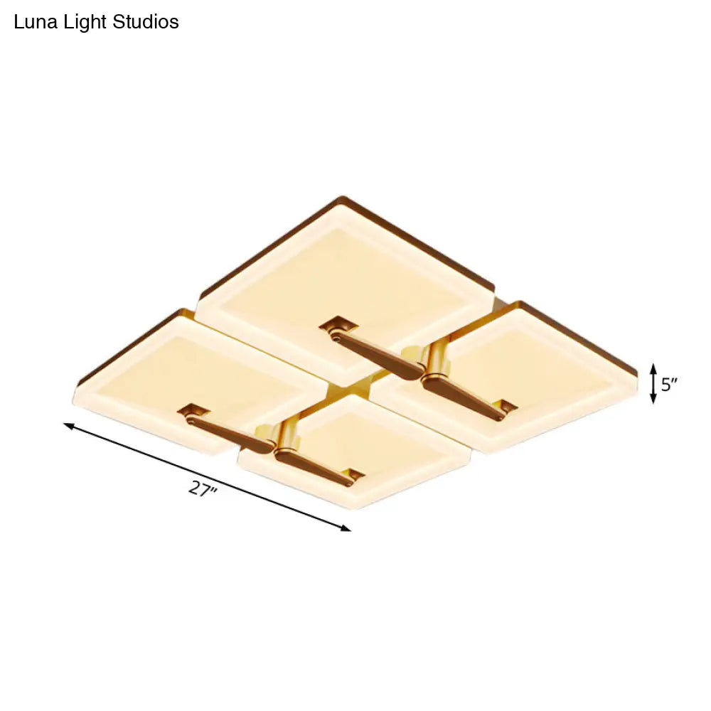 Minimalist Metal Led Ceiling Light Fixture With Splicing Square Design - 2/4/6 Heads Third Gear