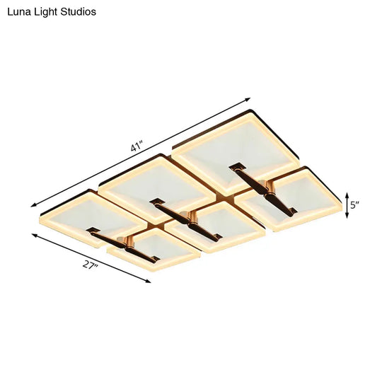 Minimalist Metal Led Ceiling Light Fixture With Splicing Square Design - 2/4/6 Heads Third Gear