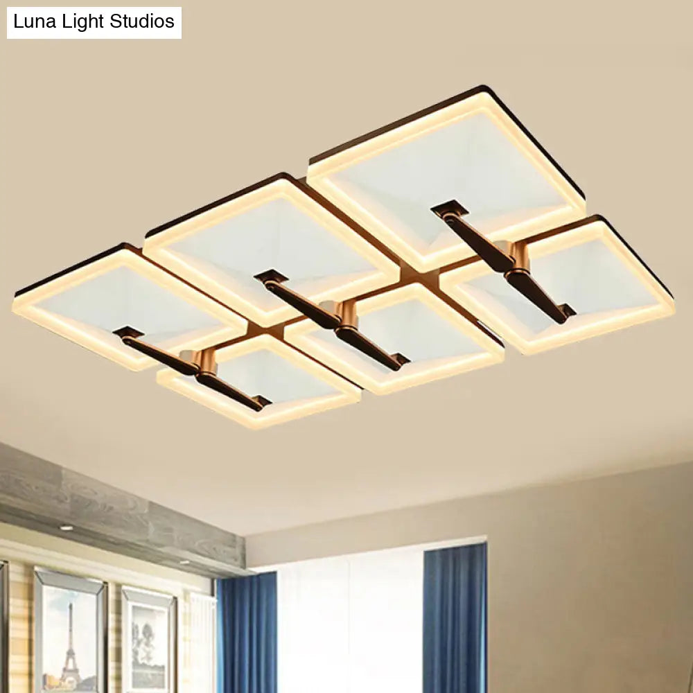 Minimalist Metal Led Ceiling Light Fixture With Splicing Square Design - 2/4/6 Heads Third Gear