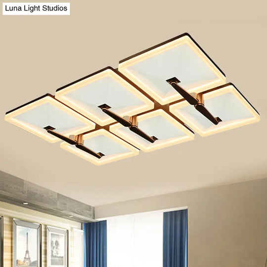 Minimalist Metal Led Ceiling Light Fixture With Splicing Square Design - 2/4/6 Heads Third Gear