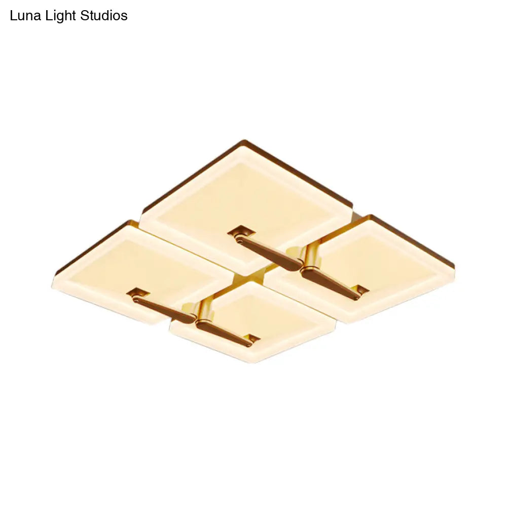 Minimalist Metal Led Ceiling Light Fixture With Splicing Square Design - 2/4/6 Heads Third Gear