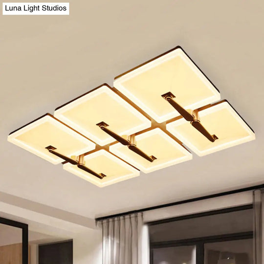 Minimalist Metal Led Ceiling Light Fixture With Splicing Square Design - 2/4/6 Heads Third Gear