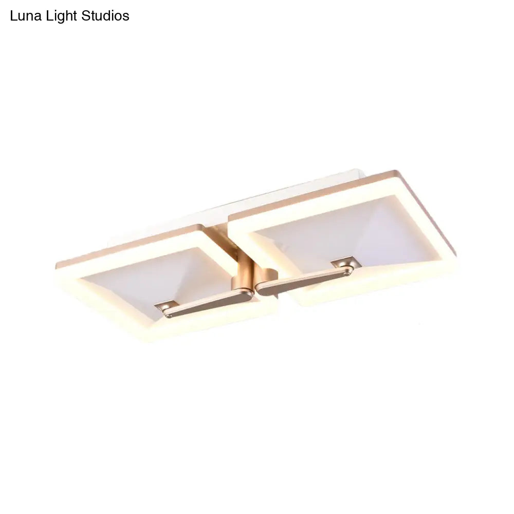 Minimalist Metal Led Ceiling Light Fixture With Splicing Square Design - 2/4/6 Heads Third Gear