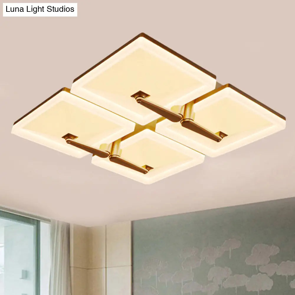 Minimalist Metal Led Ceiling Light Fixture With Splicing Square Design - 2/4/6 Heads Third Gear