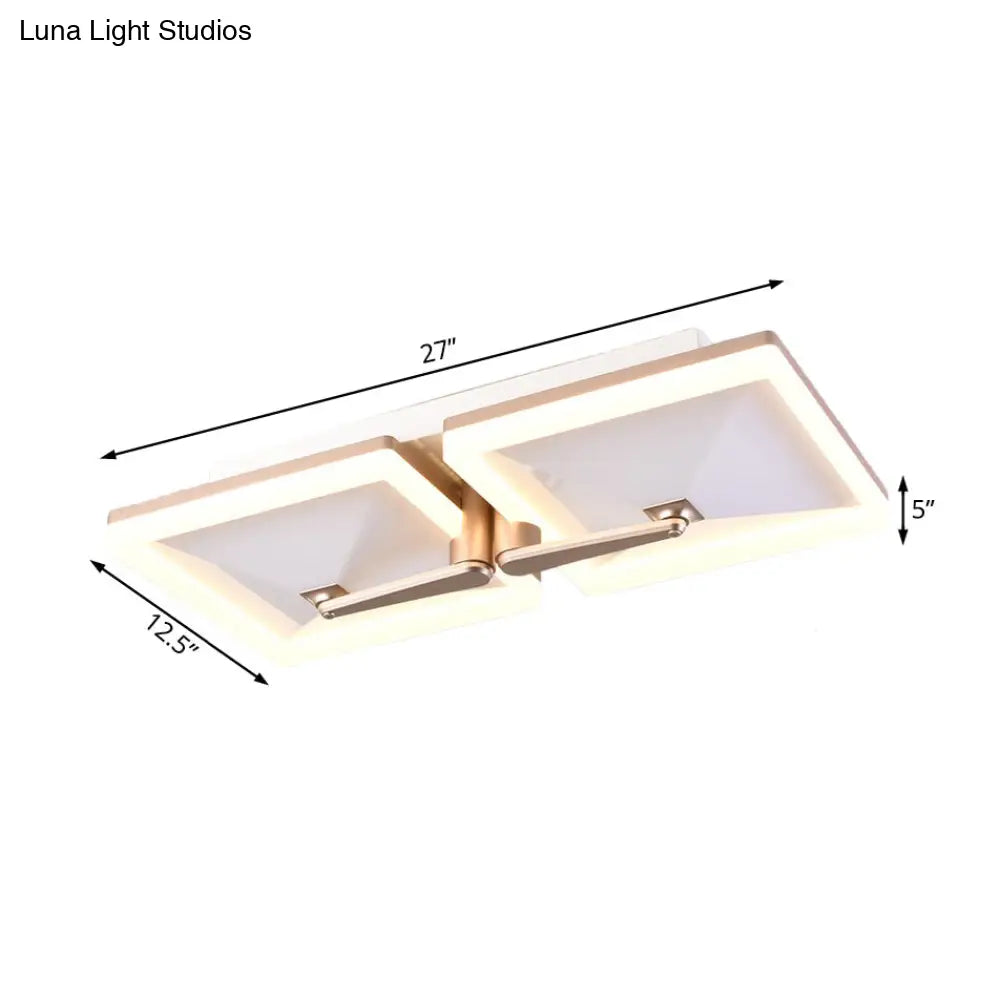 Minimalist Metal Led Ceiling Light Fixture With Splicing Square Design - 2/4/6 Heads Third Gear