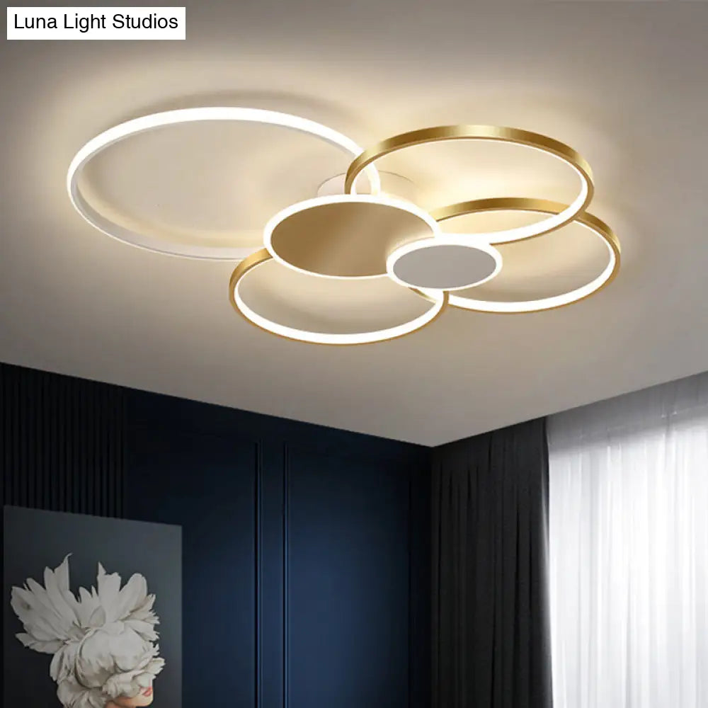 Minimalist Metal Led Ceiling Light For Living Room - Flush Mount Circlet Fixture