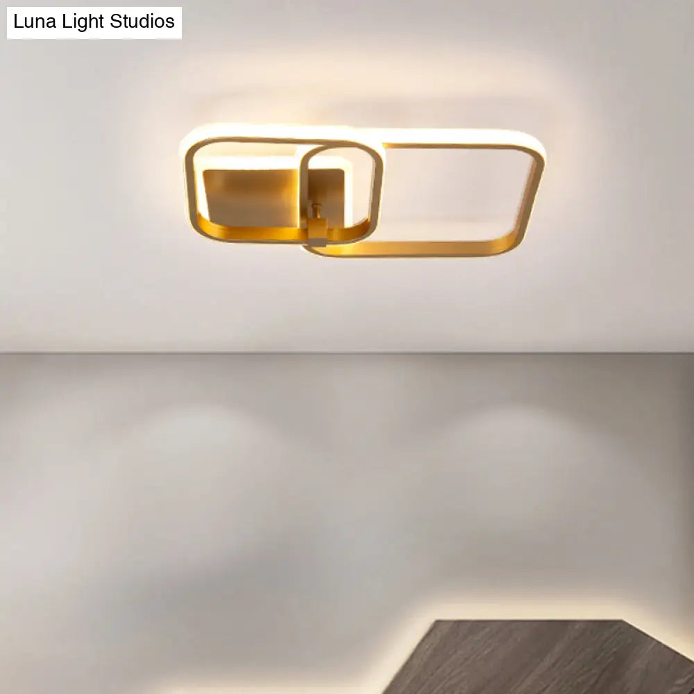 Minimalist Metal Led Ceiling Light In Gold - Multi-Shape & 2/4 Lights Semi Flush Mount Fixture