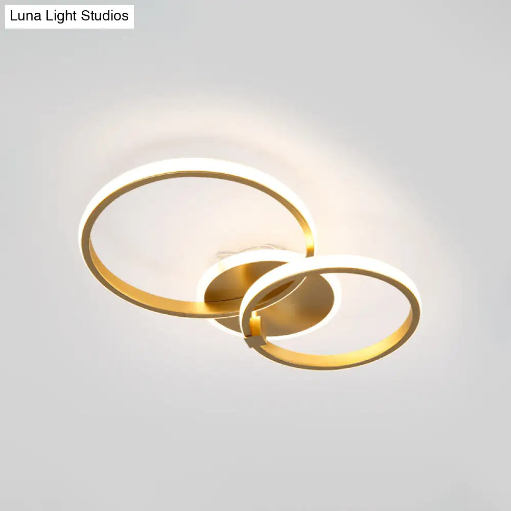 Minimalist Metal Led Ceiling Light In Gold - Multi-Shape & 2/4 Lights Semi Flush Mount Fixture