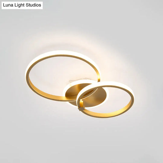 Minimalist Metal Led Ceiling Light In Gold - Multi-Shape & 2/4 Lights Semi Flush Mount Fixture