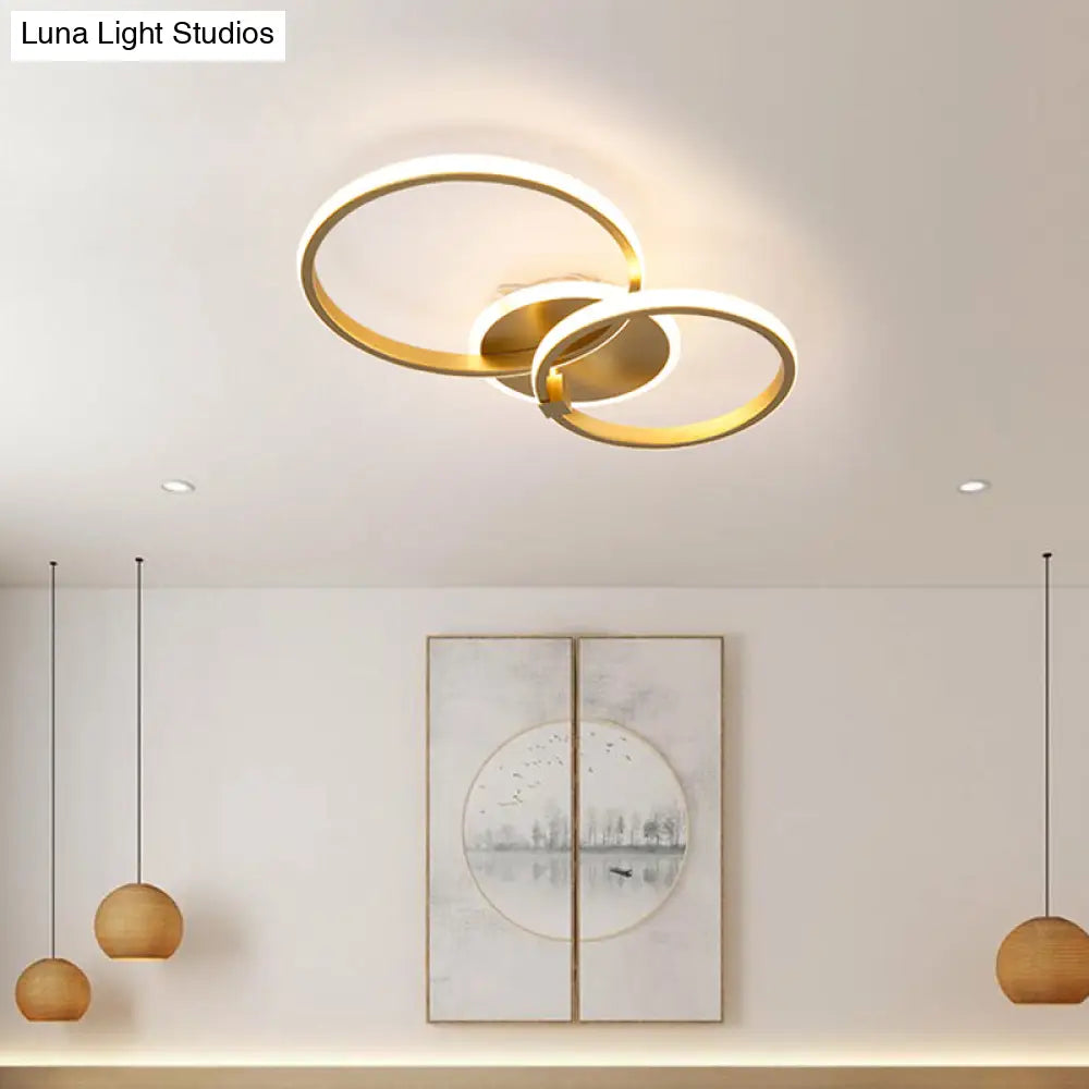 Minimalist Metal Led Ceiling Light In Gold - Multi-Shape & 2/4 Lights Semi Flush Mount Fixture