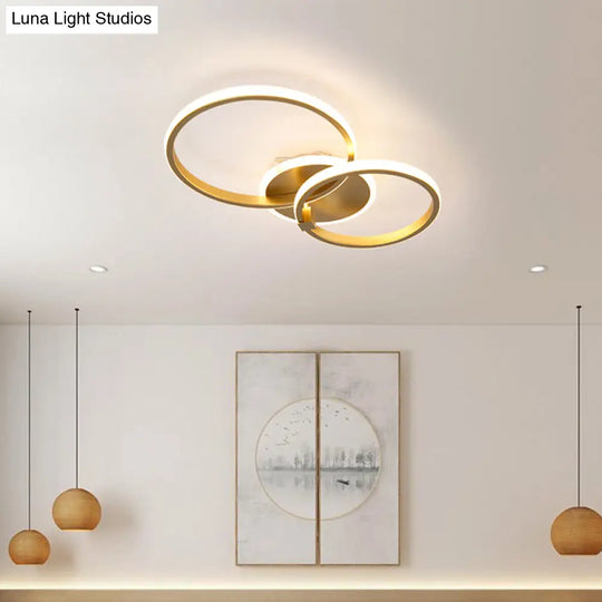 Minimalist Metal Led Ceiling Light In Gold - Multi-Shape & 2/4 Lights Semi Flush Mount Fixture