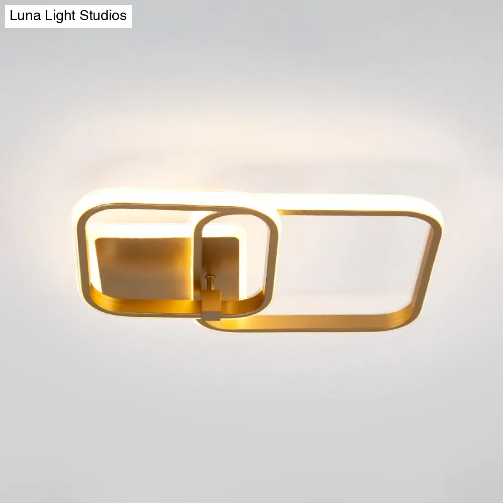 Minimalist Metal Led Ceiling Light In Gold - Multi-Shape & 2/4 Lights Semi Flush Mount Fixture