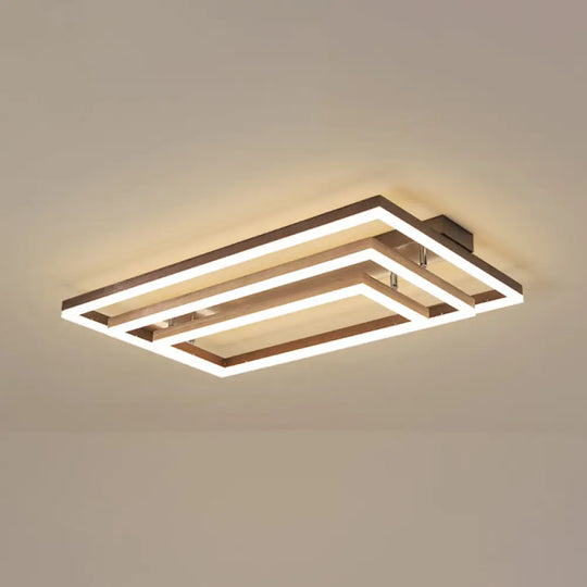 Minimalist Metal Led Flush Mount Ceiling Light With Multi-Tiered Rectangle Design For Living Room