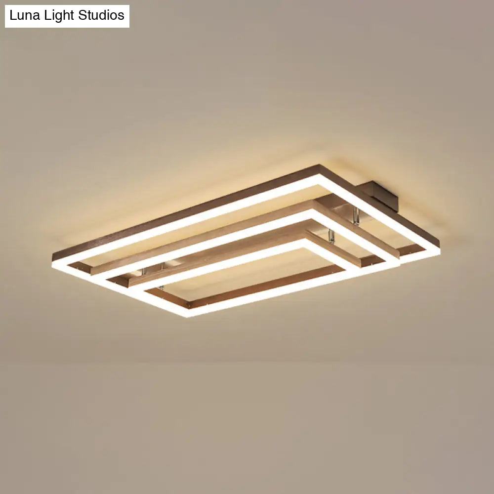 Minimalist Metal Led Flush Mount Ceiling Light With Multi-Tiered Rectangle Design For Living Room In