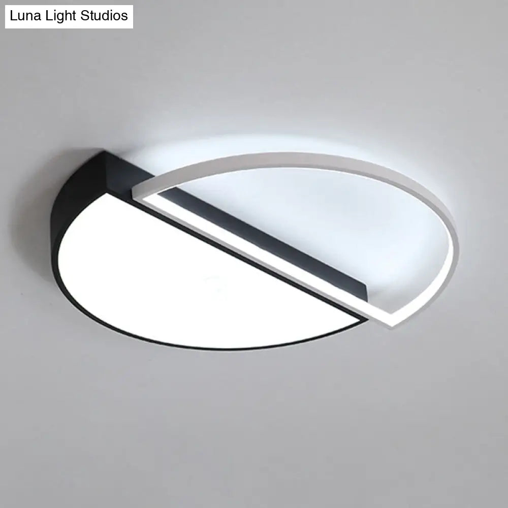 Minimalist Metal Led Flush Mount Lighting In Black For Living Room