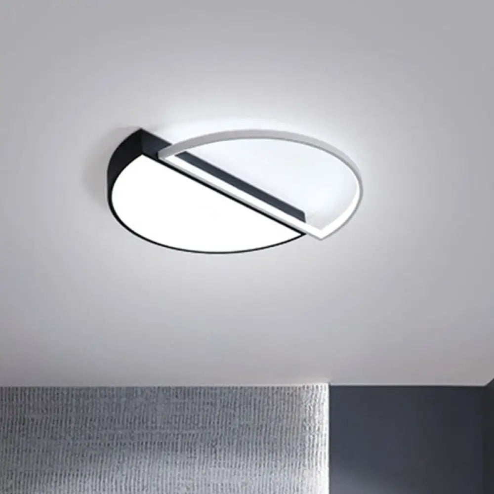 Minimalist Metal Led Flush Mount Lighting In Black For Living Room / White
