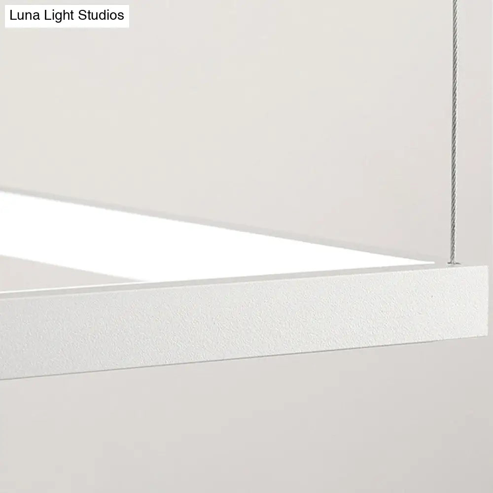 Minimalist Led Hanging Lamp Kit - Metal White Rectangle 3 Width Options Light Temperatures