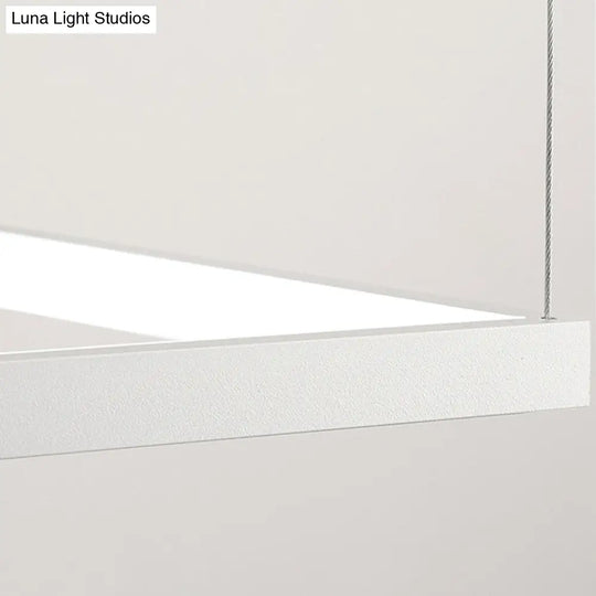 Minimalist Led Hanging Lamp Kit - Metal White Rectangle 3 Width Options Light Temperatures