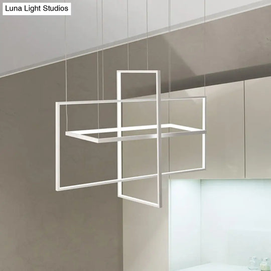 Minimalist Led Hanging Lamp Kit - Metal White Rectangle 3 Width Options Light Temperatures / 23.5