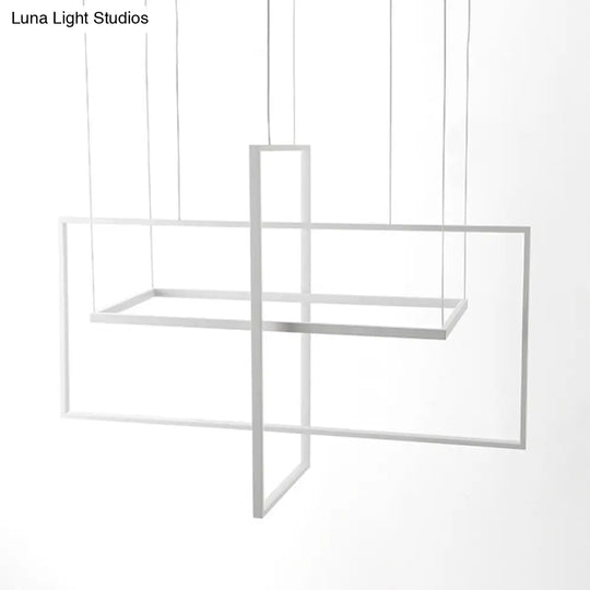 Minimalist Led Hanging Lamp Kit - Metal White Rectangle 3 Width Options Light Temperatures